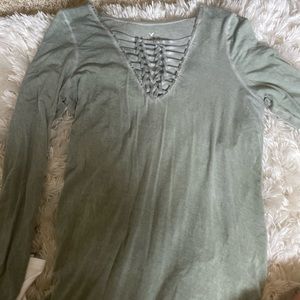 AE braided neck long sleeve top